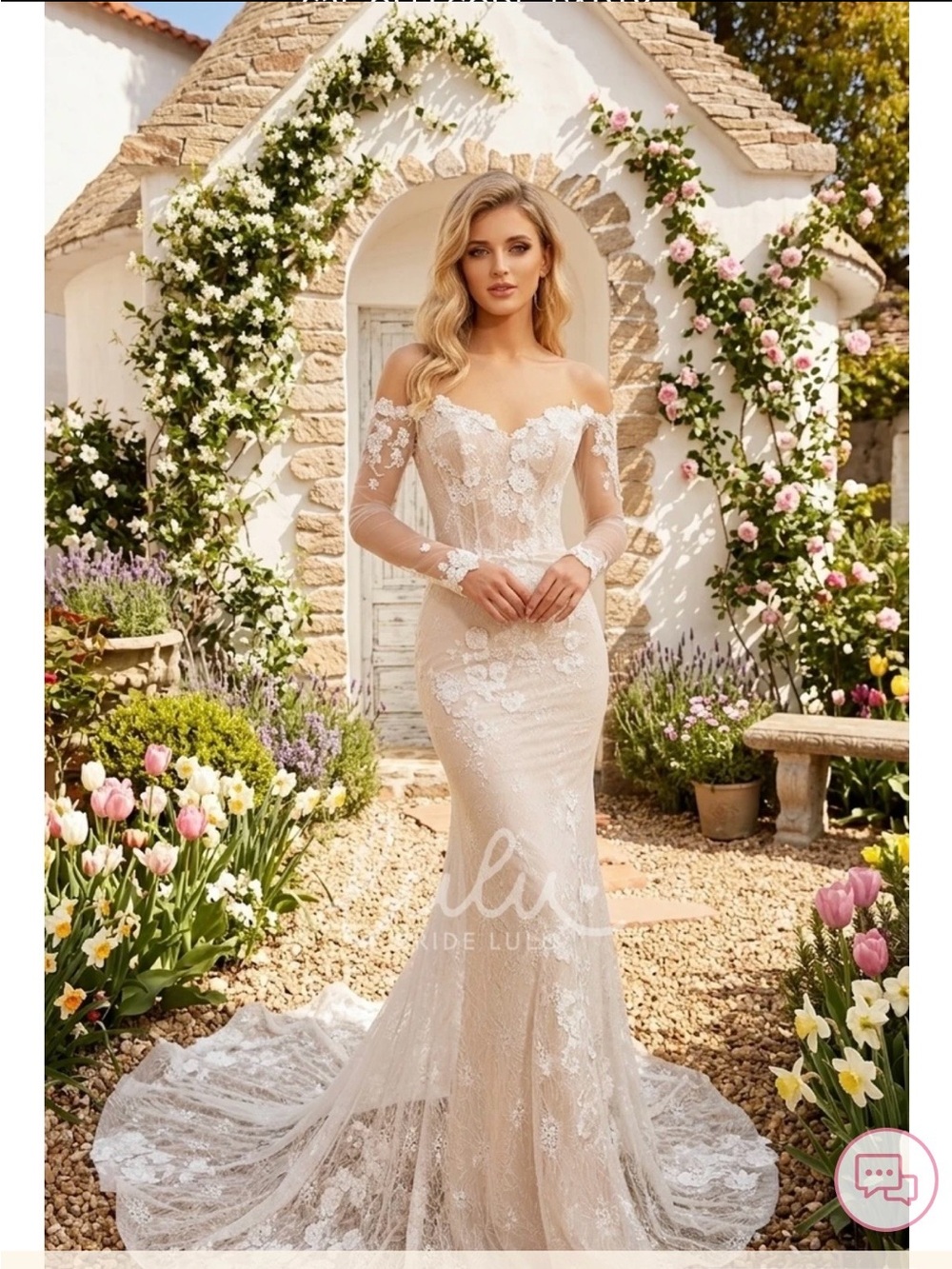 Ivory Lace Off-Shoulder Mermaid Wedding Dress